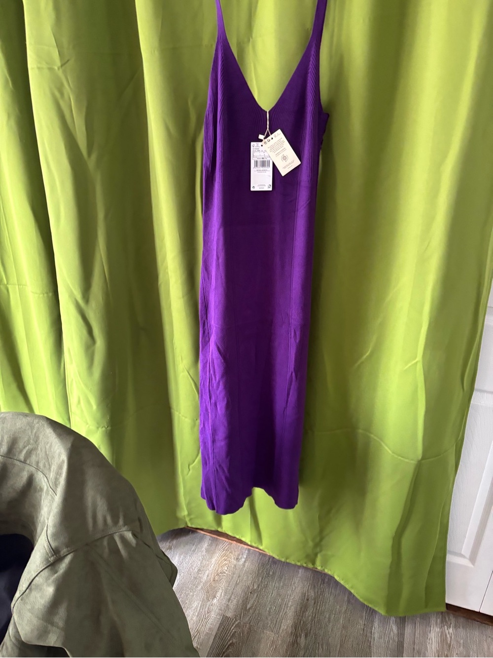 Purple knitted midi Dress with Spaghetti Straps